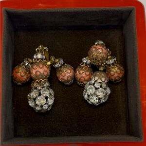Vintage-Inspired Gold and Pink Earrings